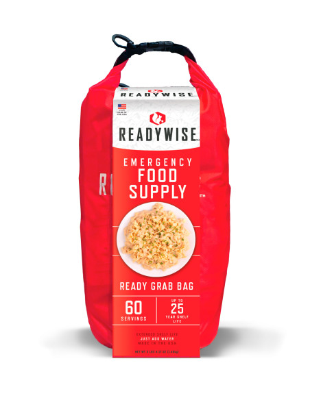Bolsa 60 raciones de emergencia variadas (desayunos, comidas y cenas) liofilizadas ReadyWise MRE