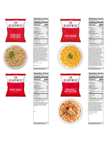 Bolsa 60 raciones de emergencia variadas (desayunos, comidas y cenas) liofilizadas ReadyWise MRE