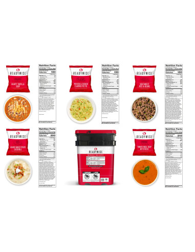 Cubo 120 raciones de emergencia variadas (comidas y cenas)ReadyWise MRE