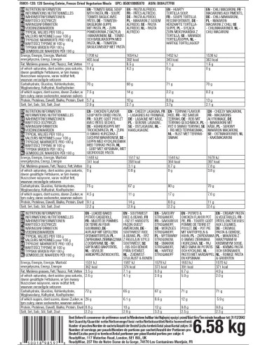 Cubo 120 raciones de emergencia variadas (comidas y cenas)ReadyWise MRE