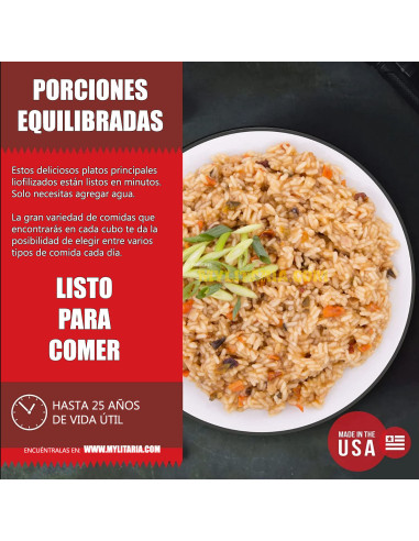 Cubo 120 raciones de emergencia variadas (comidas y cenas)ReadyWise MRE