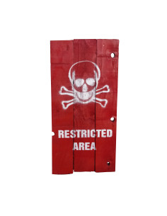 Cartel madera Área restringida roja