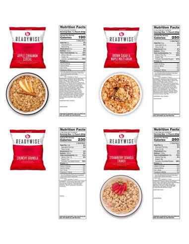 Cubo 120 raciones de emergencia variadas (Desayunos) ReadyWise MRE