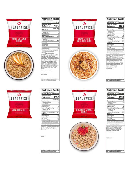 Cubo 120 raciones de emergencia variadas (Desayunos) ReadyWise MRE