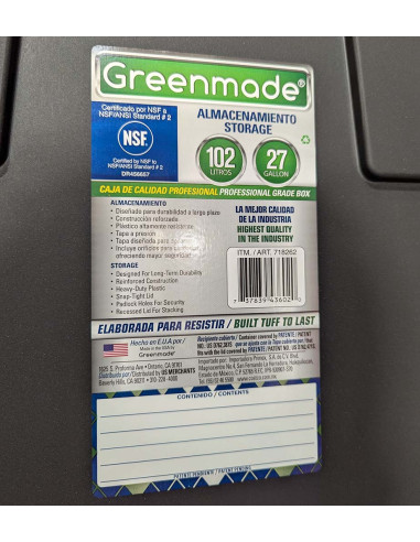 Caja almacenamiento Greenmade USA 102 litros