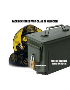 Pack de cierres para cajas de munición metálicas.