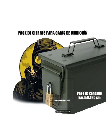 Pack de cierres para cajas de munición metálicas.