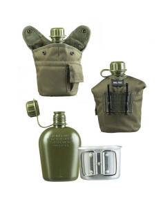 Cantimplora militar US con funda y cazo metálico 2