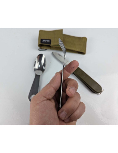 Set de cubiertos de campaña + navaja estilo ejercito Español