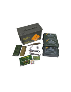 Pack 24h raciones MRE + regalos (desayuno, almuerzo y cena) Con caja metálica estanca + juego de cubiertos