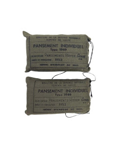 x2 Vendaje militar Francés antiguo Pansement Individuel Type 1949