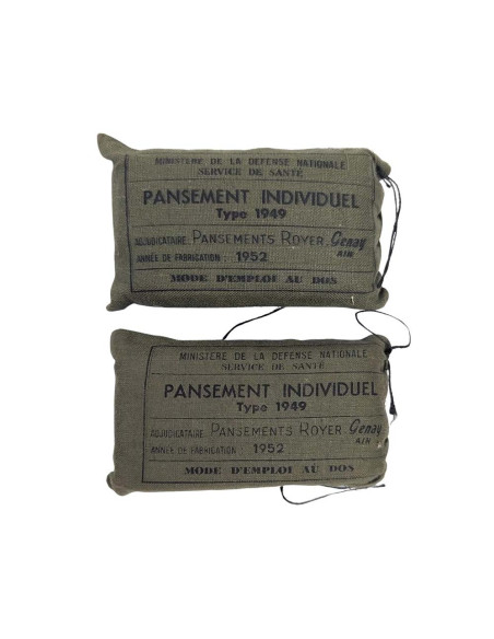 x2 Vendaje militar Francés antiguo Pansement Individuel Type 1949