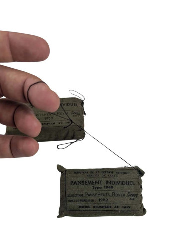 x2 Vendaje militar Francés antiguo Pansement Individuel Type 1949