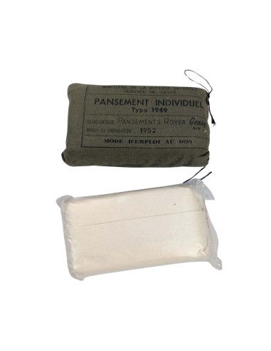 x2 Vendaje militar Francés antiguo Pansement Individuel Type 1949