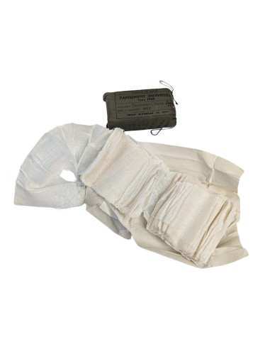 x2 Vendaje militar Francés antiguo Pansement Individuel Type 1949