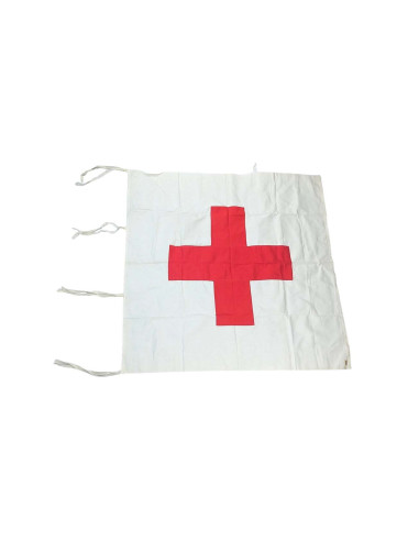 Bandera cruz roja médica antigua reversible bordada