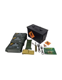 Pack 24h raciones MRE + regalos (desayuno, almuerzo y cena) Con caja metálica estanca + juego de cubiertos