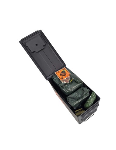 Pack 24h raciones MRE + regalos (desayuno, almuerzo y cena) Con caja metálica estanca + juego de cubiertos