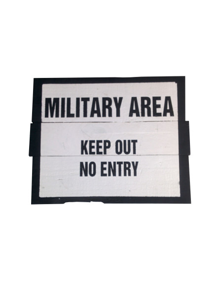 Cartel madera MILITARY AREA KEEP OUT