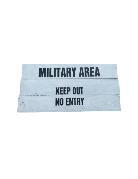 Cartel madera MILITARY AREA KEEP OUT