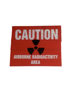 Cartel madera CAUTION AIRBORNE RAD.AREA