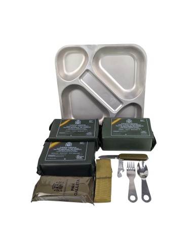 Pack 24h raciones MRE + Bandeja + Navaja + cubiertos + regalos