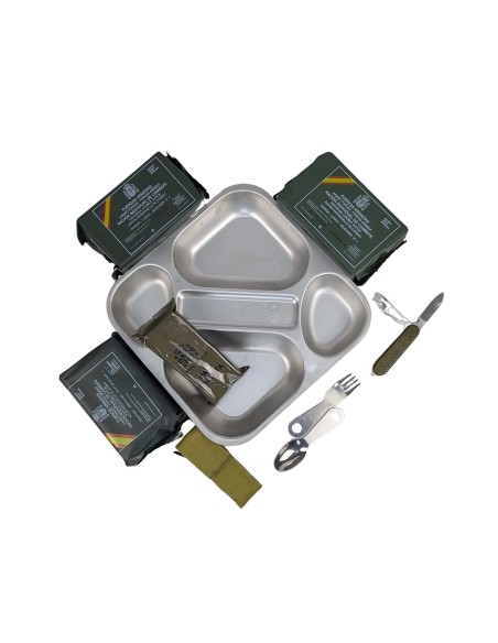 Pack 24h raciones MRE + Bandeja + Navaja + cubiertos + regalos