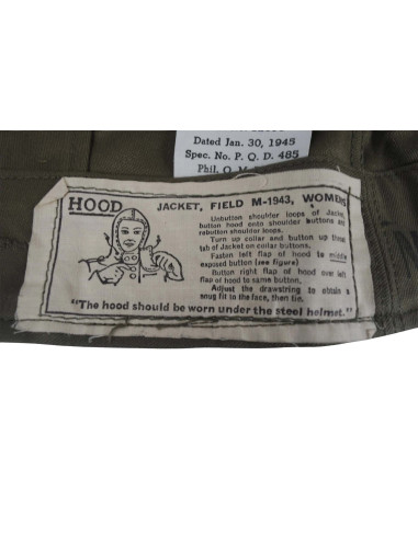 Capucha militar US original IIWW para M-1943